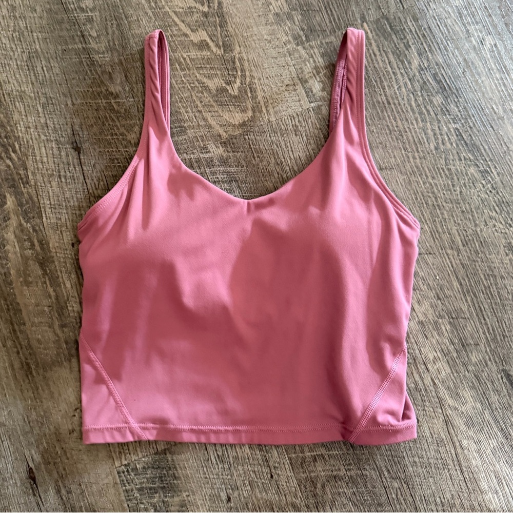Pink Scoop Neck Crop Tank Top